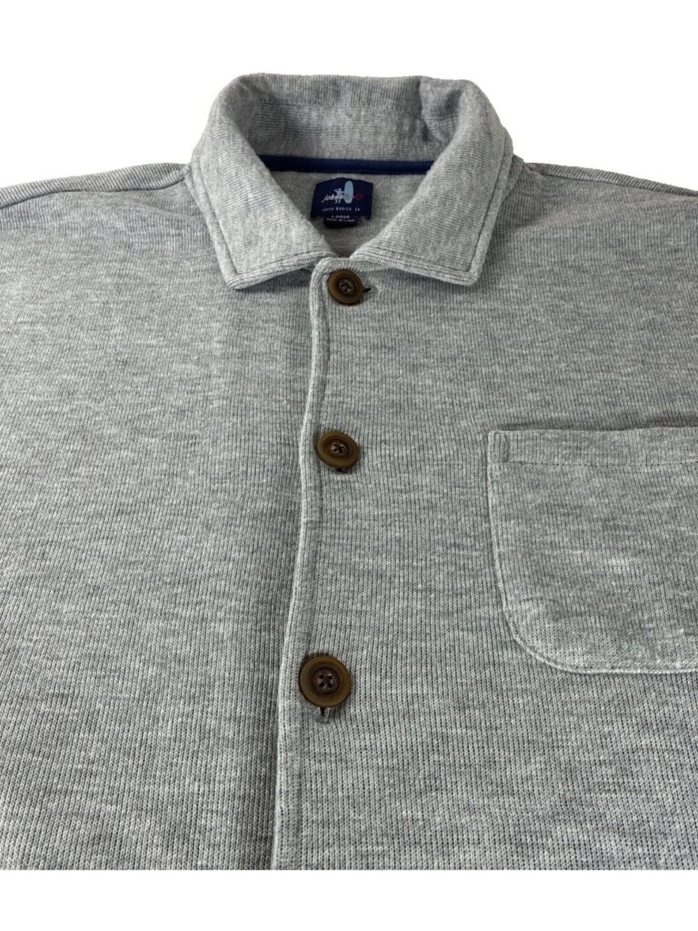 johnnie-O Mens Large Gray Tudor Rib-Knit Shirt Jacket Wool Blend Sweater Shacket